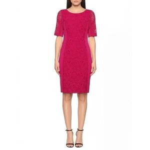 Laundry‎ By Shelli Segal Size 6 Fuchsia Lace Paisley Pencil Dress